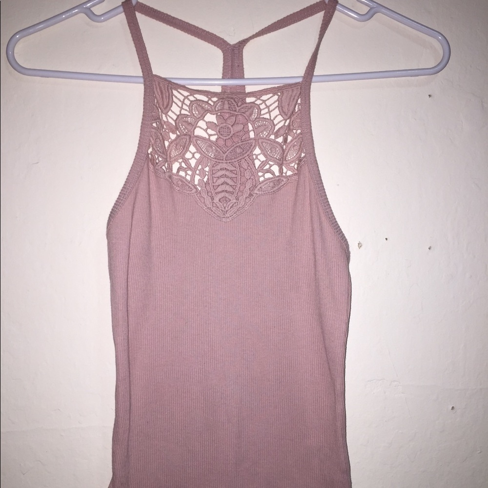 Pastel Pink Lace, Floral Cage Crop Top